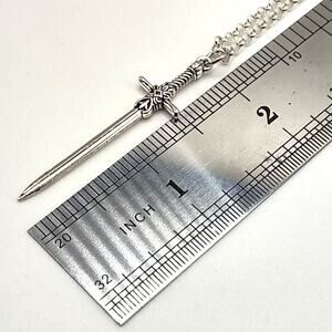 925 Sterling Silver Necklace w/ Silver Elven Sword Pendant Valentines Birthday